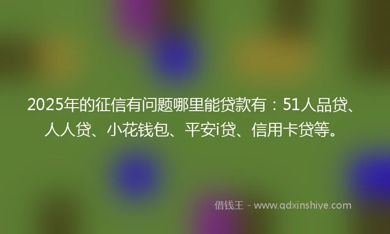 2025年的征信有问题哪里能贷款有：51人品贷、人人贷、小花钱包、平安i贷、信用卡贷等。