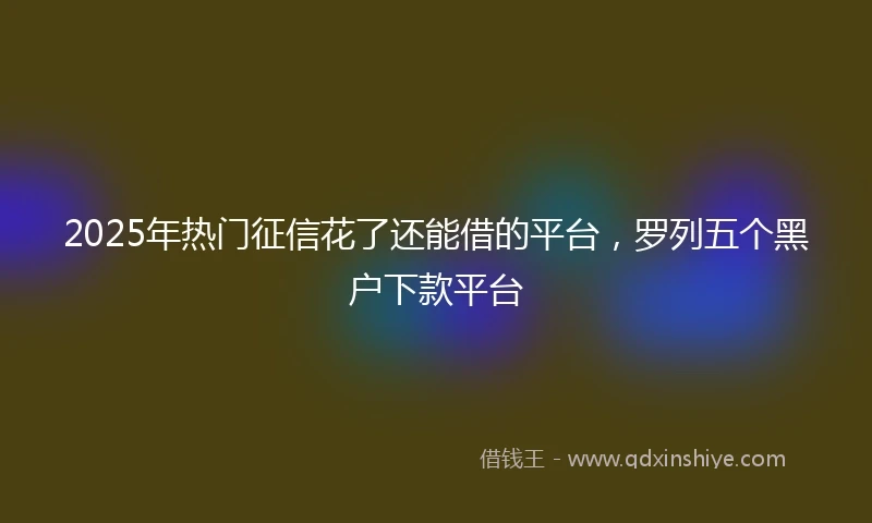 2025年热门征信花了还能借的平台，罗列五个黑户下款平台