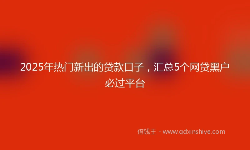 2025年热门新出的贷款口子，汇总5个网贷黑户必过平台