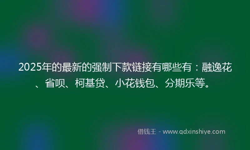 2025年的最新的强制下款链接有哪些有：融逸花、省呗、柯基贷、小花钱包、分期乐等。
