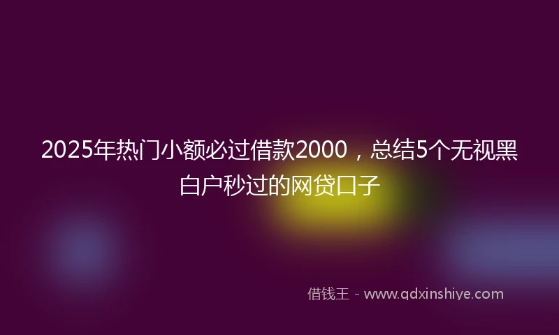 2025年热门小额必过借款2000，总结5个无视黑白户秒过的网贷口子