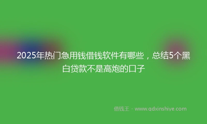 2025年热门急用钱借钱软件有哪些，总结5个黑白贷款不是高炮的口子