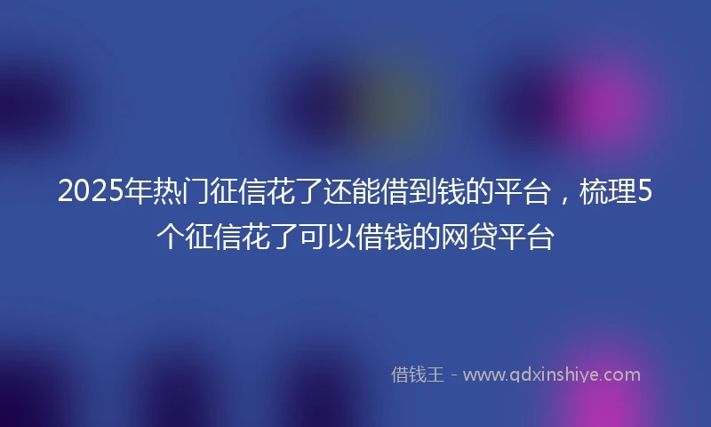2025年热门征信花了还能借到钱的平台,梳理5个征信花了可以借钱的网贷平台