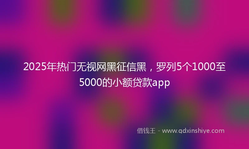 2025年热门无视网黑征信黑，罗列5个1000至5000的小额贷款app