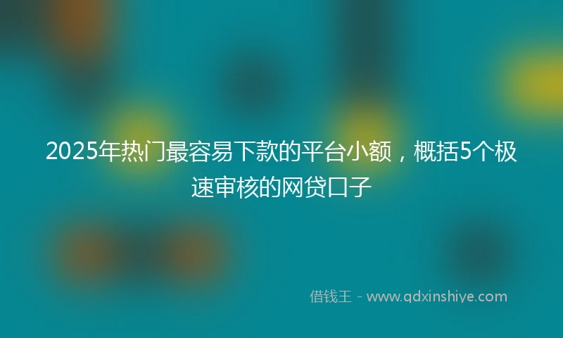 2025年热门最容易下款的平台小额，概括5个极速审核的网贷口子