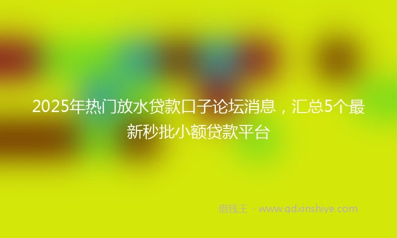 2025年热门放水贷款口子论坛消息，汇总5个最新秒批小额贷款平台