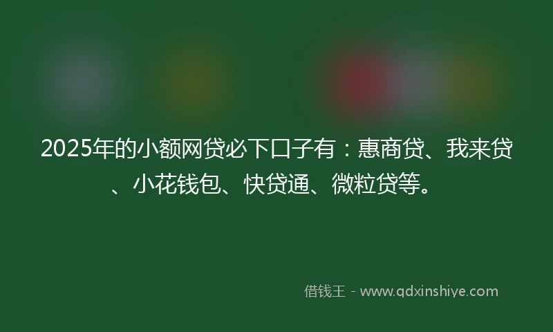 2025年的小额网贷必下口子有：惠商贷、我来贷、小花钱包、快贷通、微粒贷等。