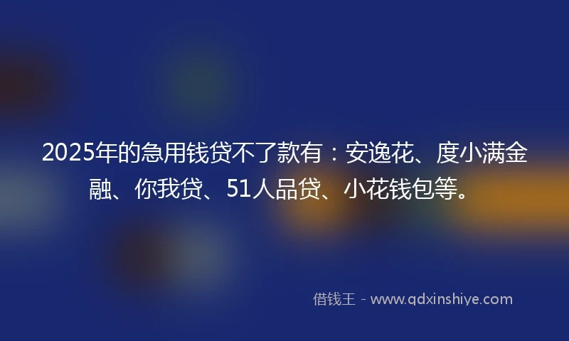 2025年的急用钱贷不了款有：安逸花、度小满金融、你我贷、51人品贷、小花钱包等。