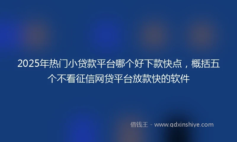 2025年热门小贷款平台哪个好下款快点，概括五个不看征信网贷平台放款快的软件
