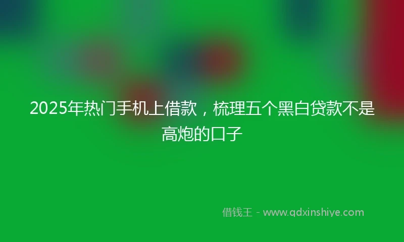 2025年热门手机上借款，梳理五个黑白贷款不是高炮的口子