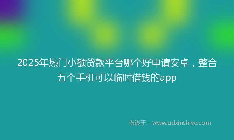 2025年热门小额贷款平台哪个好申请安卓，整合五个手机可以临时借钱的app