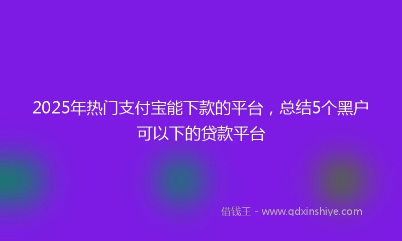 2025年热门支付宝能下款的平台，总结5个黑户可以下的贷款平台