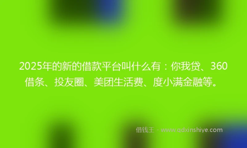 2025年的新的借款平台叫什么有：你我贷、360借条、投友圈、美团生活费、度小满金融等。