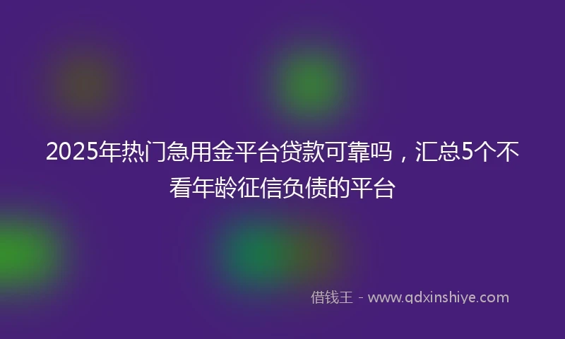 2025年热门急用金平台贷款可靠吗，汇总5个不看年龄征信负债的平台