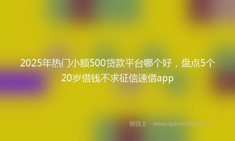 2025年热门小额500贷款平台哪个好，盘点5个20岁借钱不求征信速借app