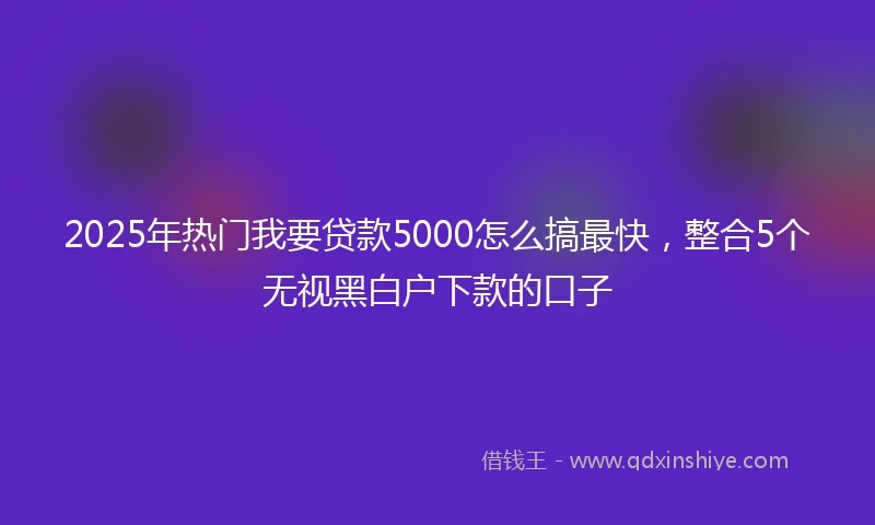 2025年热门我要贷款5000怎么搞最快，整合5个无视黑白户下款的口子