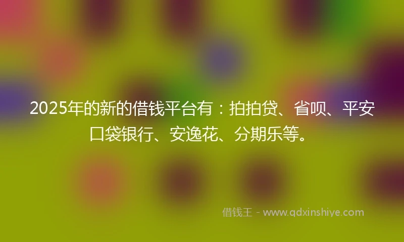 2025年的新的借钱平台有：拍拍贷、省呗、平安口袋银行、安逸花、分期乐等。