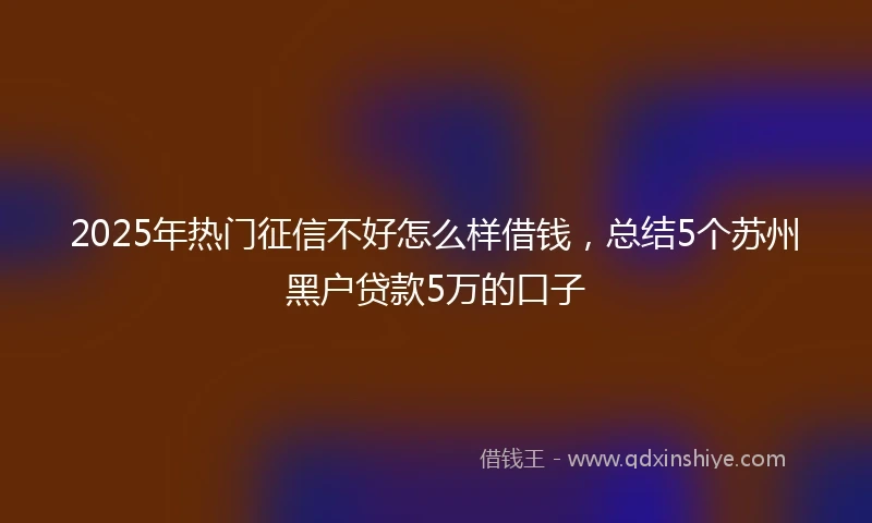 2025年热门征信不好怎么样借钱，总结5个苏州黑户贷款5万的口子