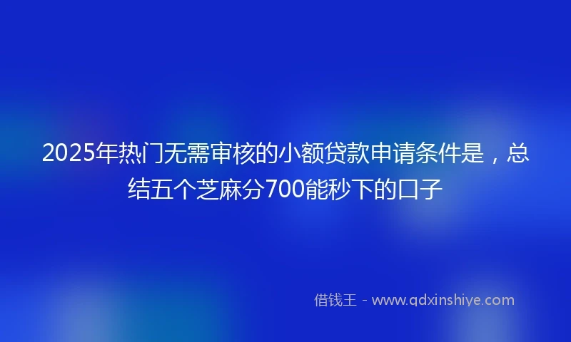 2025年热门无需审核的小额贷款申请条件是，总结五个芝麻分700能秒下的口子