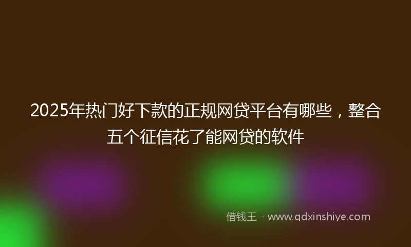 2025年热门好下款的正规网贷平台有哪些，整合五个征信花了能网贷的软件