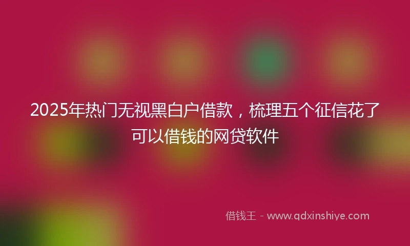 2025年热门无视黑白户借款，梳理五个征信花了可以借钱的网贷软件