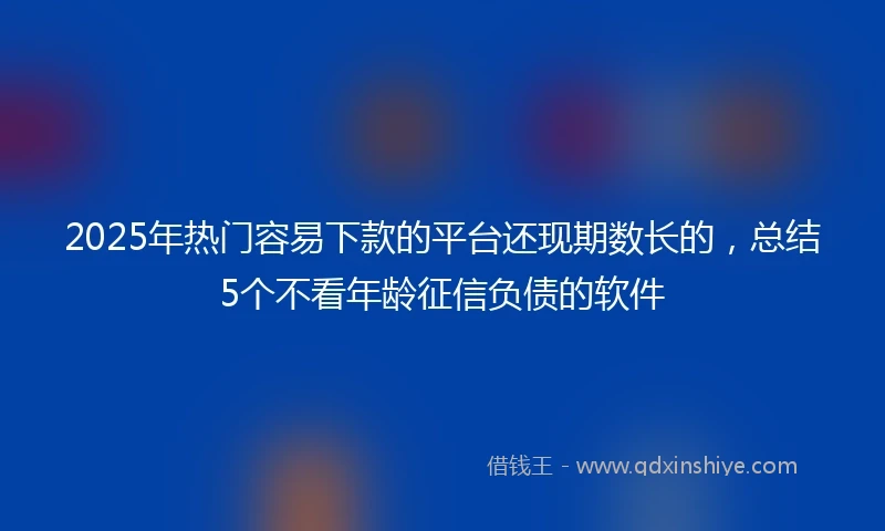 2025年热门容易下款的平台还现期数长的，总结5个不看年龄征信负债的软件