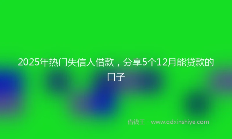 2025年热门失信人借款，分享5个12月能贷款的口子