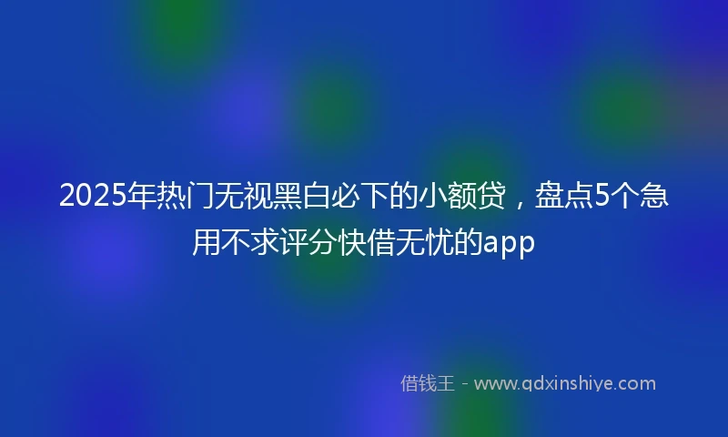 2025年热门无视黑白必下的小额贷，盘点5个急用不求评分快借无忧的app