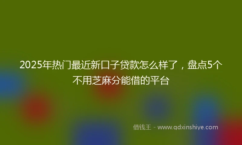 2025年热门最近新口子贷款怎么样了，盘点5个不用芝麻分能借的平台
