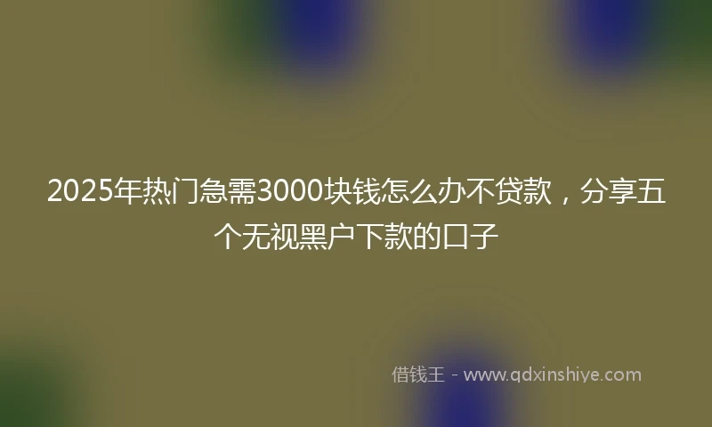 2025年热门急需3000块钱怎么办不贷款，分享五个无视黑户下款的口子