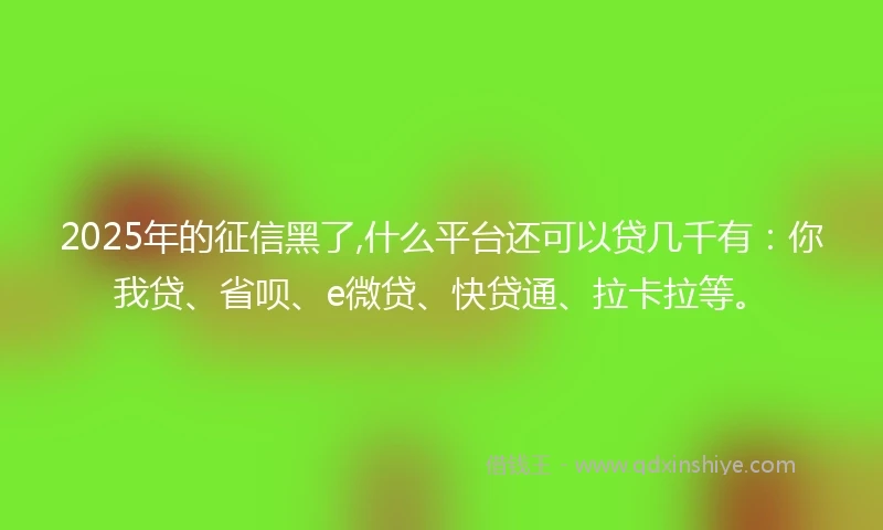 2025年的征信黑了,什么平台还可以贷几千有：你我贷、省呗、e微贷、快贷通、拉卡拉等。