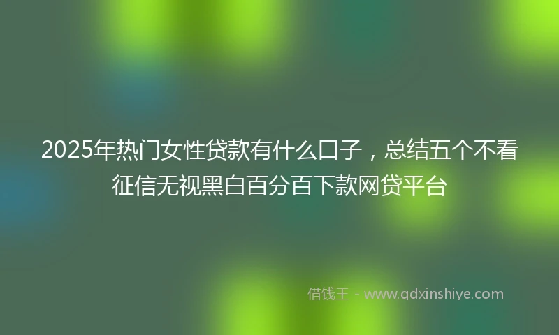 2025年热门女性贷款有什么口子，总结五个不看征信无视黑白百分百下款网贷平台