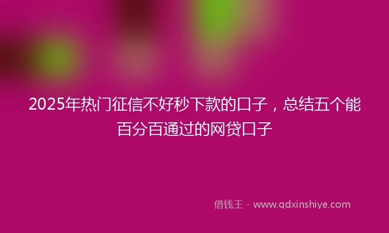 2025年热门征信不好秒下款的口子，总结五个能百分百通过的网贷口子