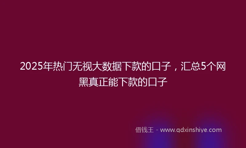2025年热门无视大数据下款的口子，汇总5个网黑真正能下款的口子