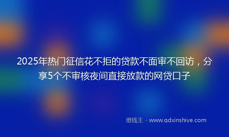 2025年热门征信花不拒的贷款不面审不回访，分享5个不审核夜间直接放款的网贷口子