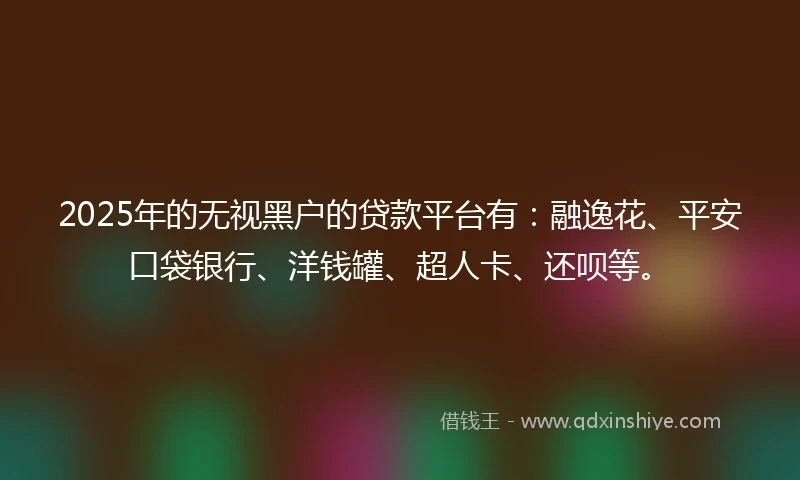 2025年的无视黑户的贷款平台有：融逸花、平安口袋银行、洋钱罐、超人卡、还呗等。