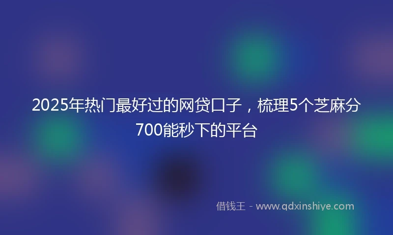 2025年热门最好过的网贷口子，梳理5个芝麻分700能秒下的平台