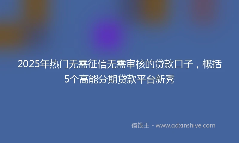 2025年热门无需征信无需审核的贷款口子，概括5个高能分期贷款平台新秀