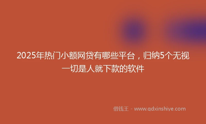2025年热门小额网贷有哪些平台，归纳5个无视一切是人就下款的软件