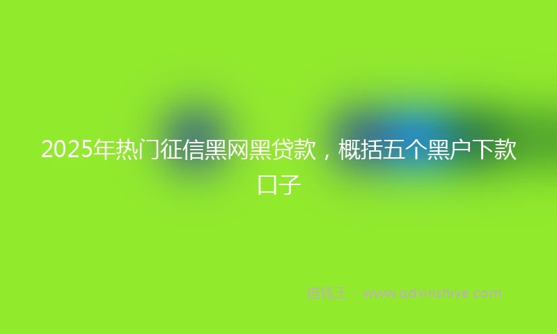 2025年热门征信黑网黑贷款，概括五个黑户下款口子