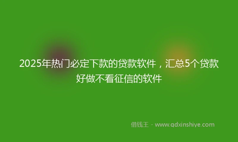 2025年热门必定下款的贷款软件，汇总5个贷款好做不看征信的软件