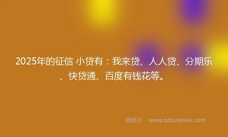 2025年的征信 小贷有：我来贷、人人贷、分期乐、快贷通、百度有钱花等。