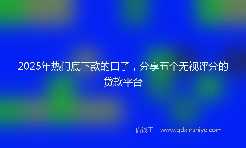 2025年热门底下款的口子，分享五个无视评分的贷款平台