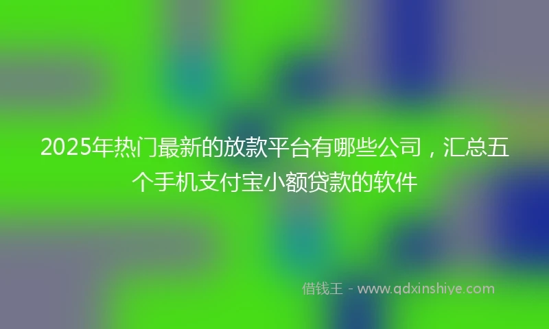 2025年热门最新的放款平台有哪些公司，汇总五个手机支付宝小额贷款的软件