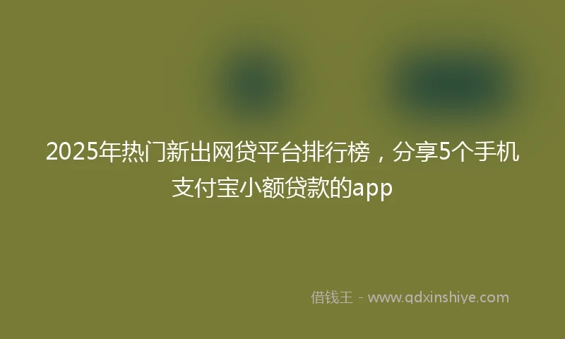 2025年热门新出网贷平台排行榜，分享5个手机支付宝小额贷款的app