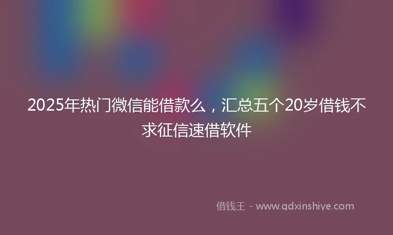 2025年热门微信能借款么，汇总五个20岁借钱不求征信速借软件