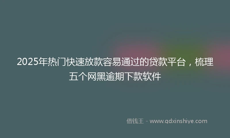2025年热门快速放款容易通过的贷款平台，梳理五个网黑逾期下款软件