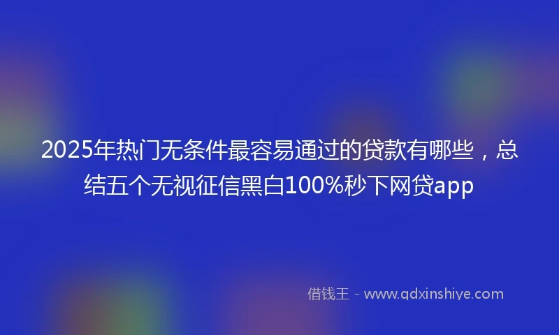 2025年热门无条件最容易通过的贷款有哪些，总结五个无视征信黑白100%秒下网贷app
