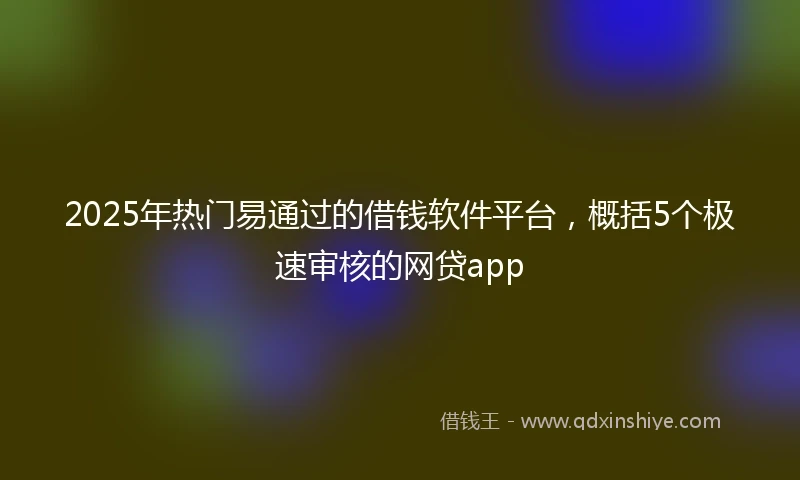 2025年热门易通过的借钱软件平台，概括5个极速审核的网贷app
