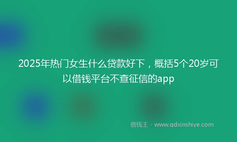 2025年热门女生什么贷款好下，概括5个20岁可以借钱平台不查征信的app